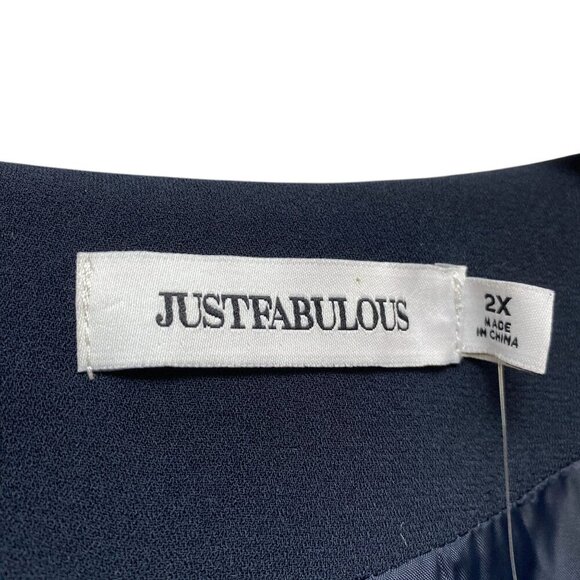 JUSTFAB Black Jacket Plus Size 2X Women Open Front Blazer Drama Sleeve NWT - Picture 5 of 11